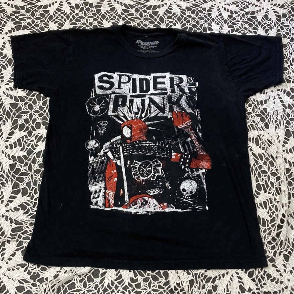 Marvel Spider-Man Across the Spider-Verse Spider-Punk Graphic T-Shirt Black MD